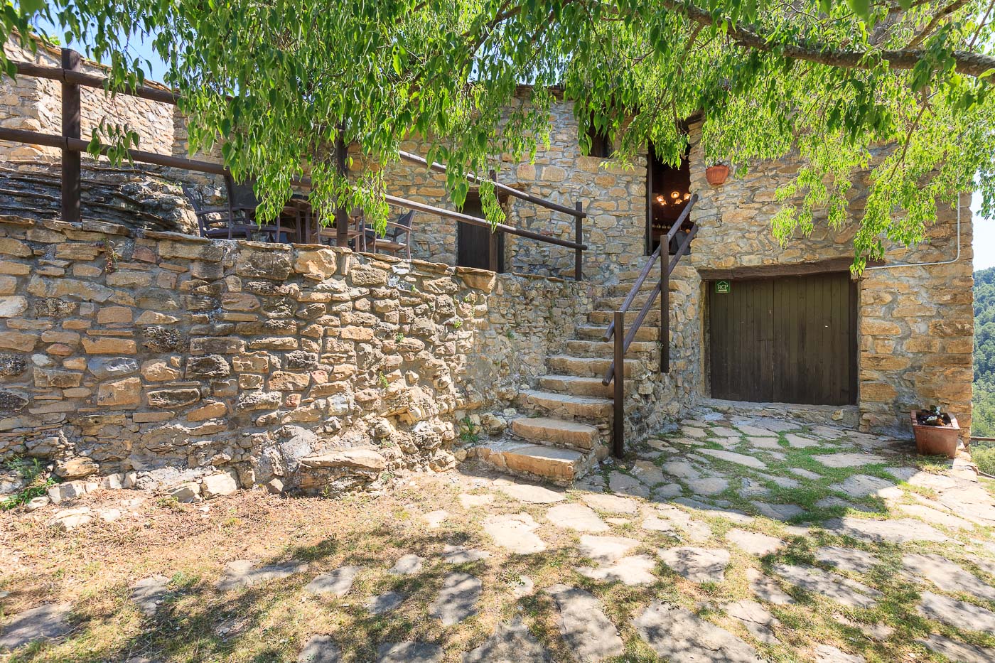 Steps down to utility room with washing nachine
